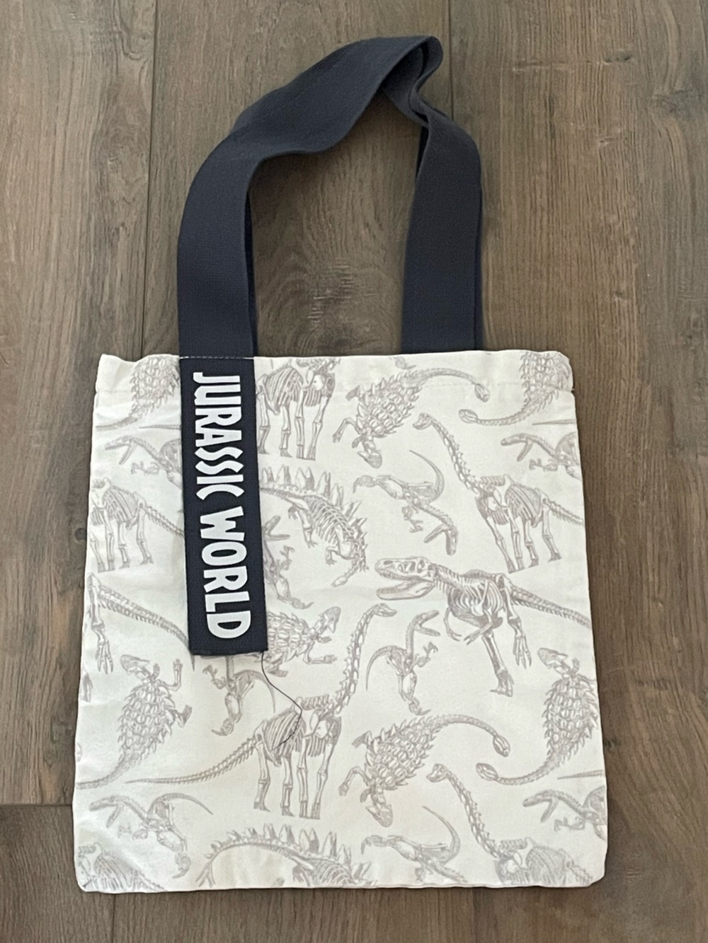 Jurassic World Cream Canvas Tote Bag with Navy Strap